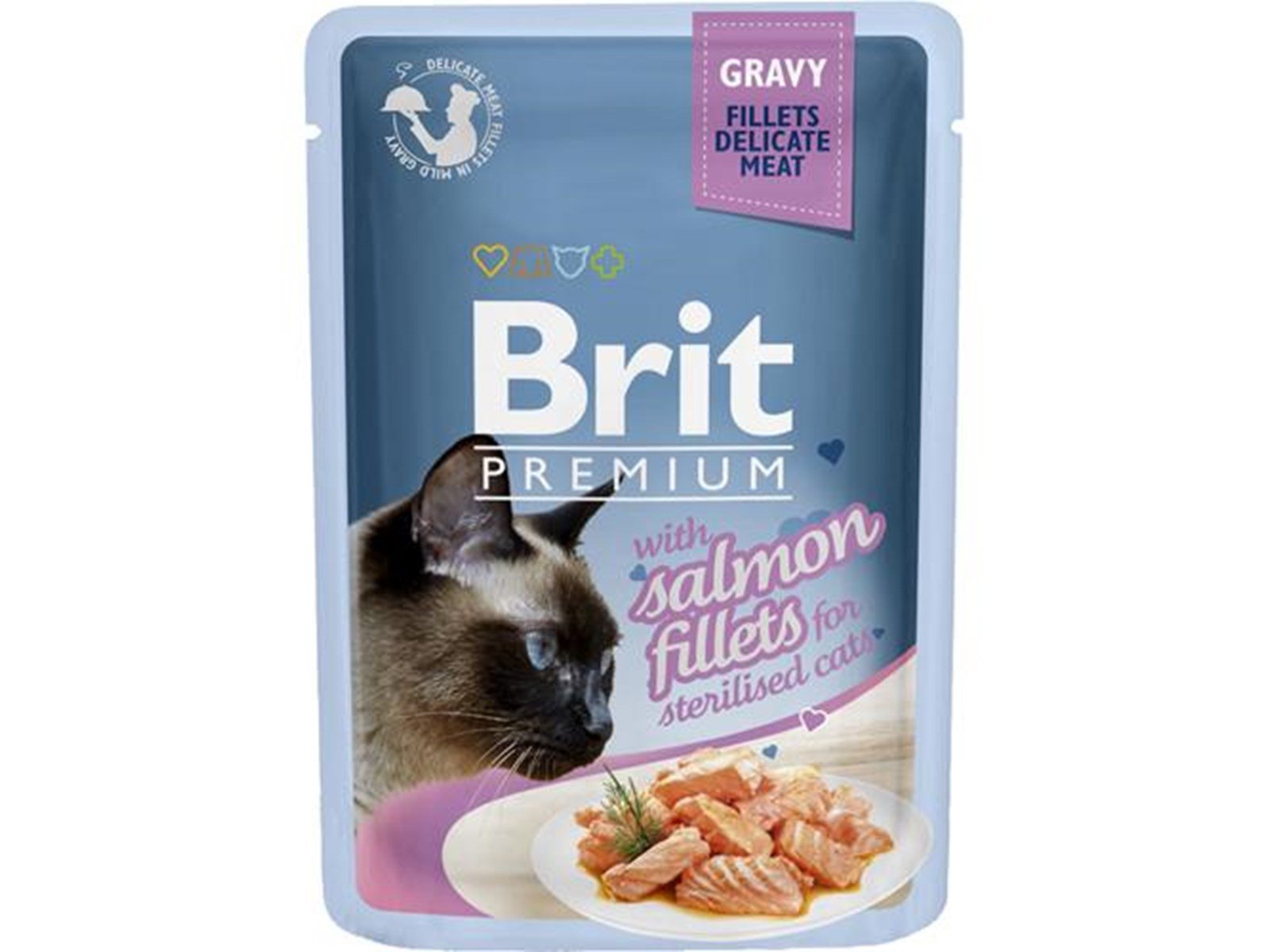 Brit Premium Gravy w/ Salmon Fillets for Sterilised Cats 85g Brit Premium Gravy w/ Salmon Fillets for Sterilised Cats 85g